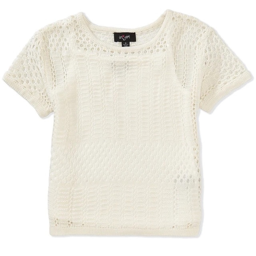 IN Girl Big Girls Short-Sleeve Patterned Sweater & Sleeveless Solid Tank Top Set